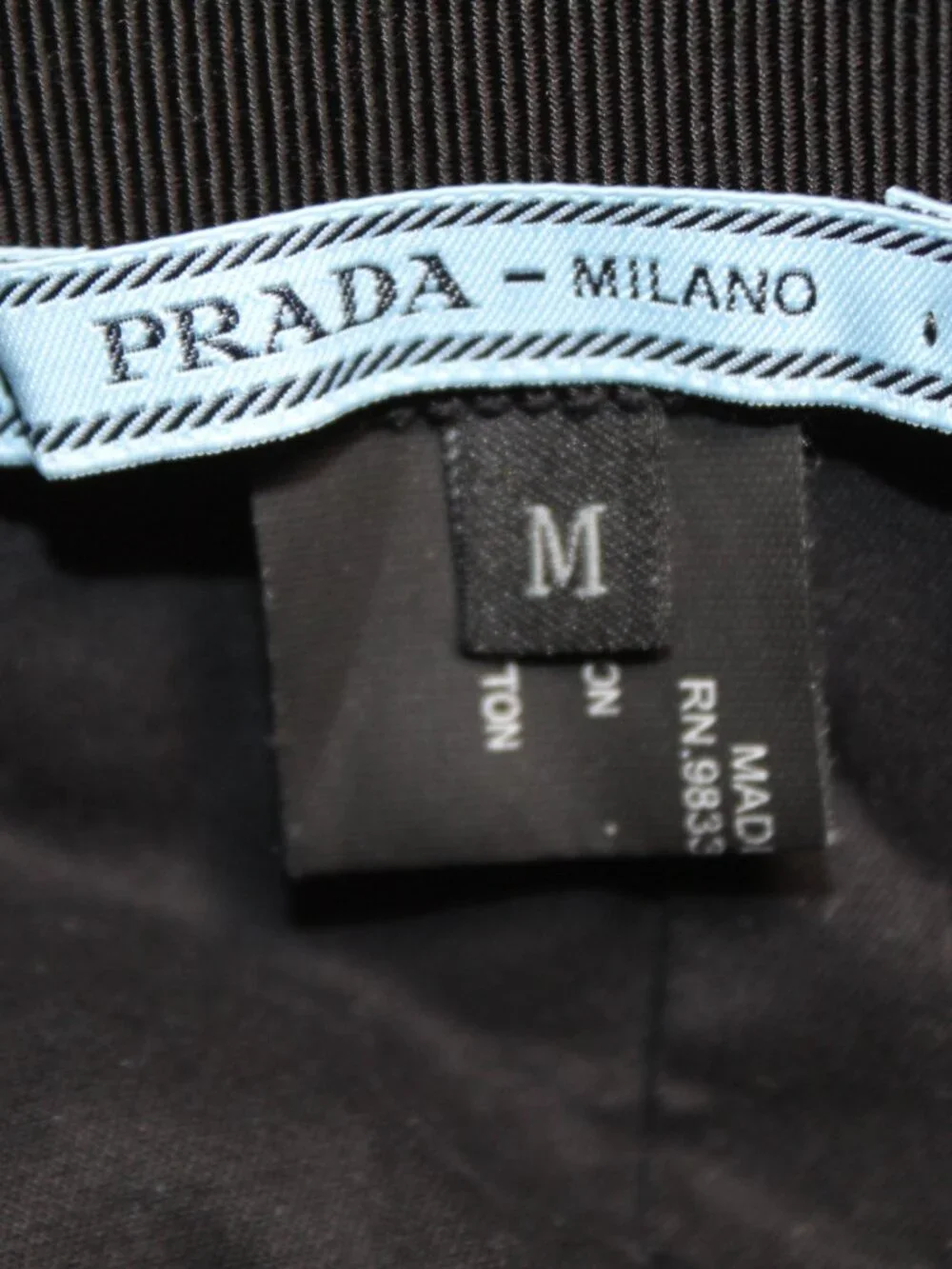 Prada Nylon Triangle Logo Black Baseball Cap Hat M